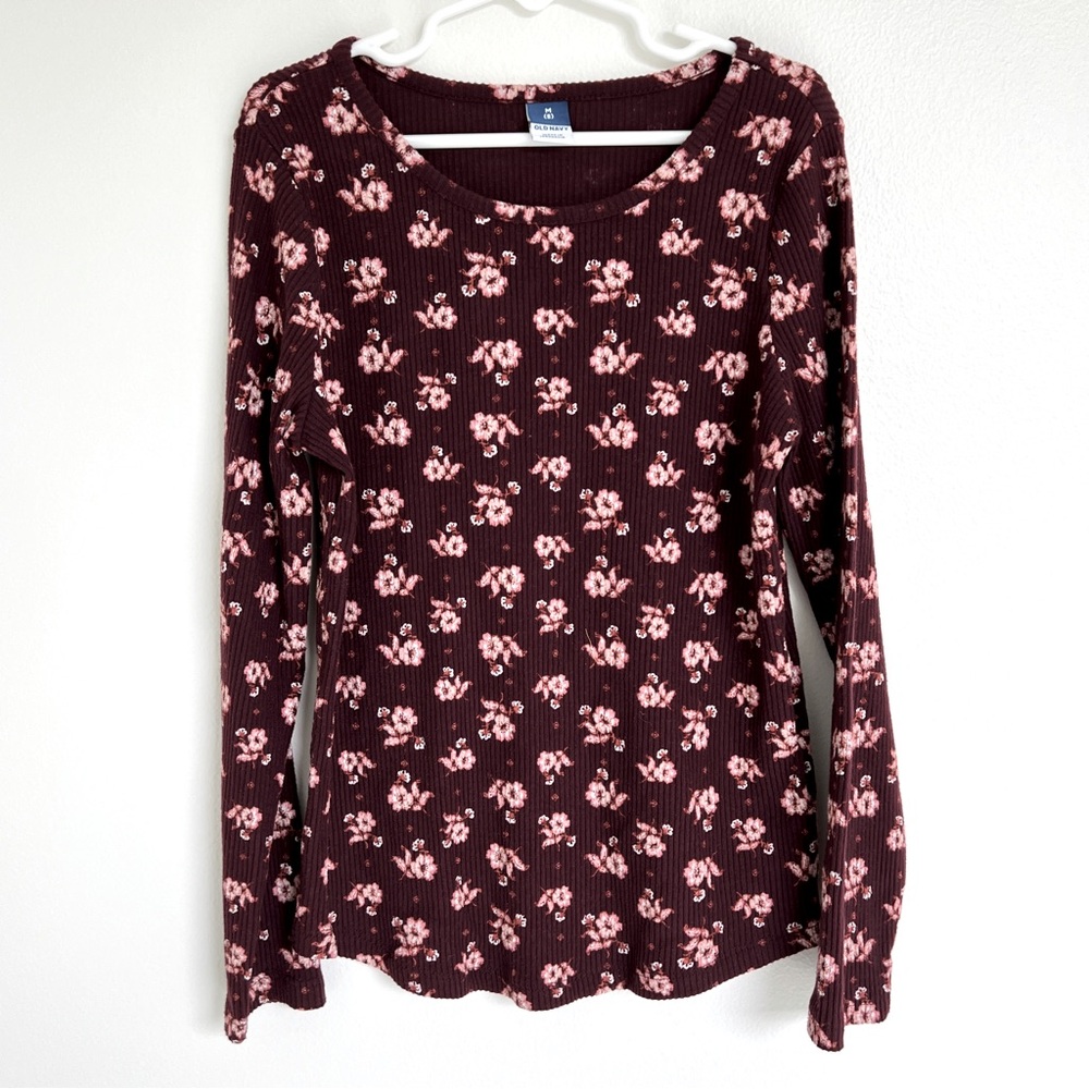 Old Navy Floral Long Sleeve Ribbed Top